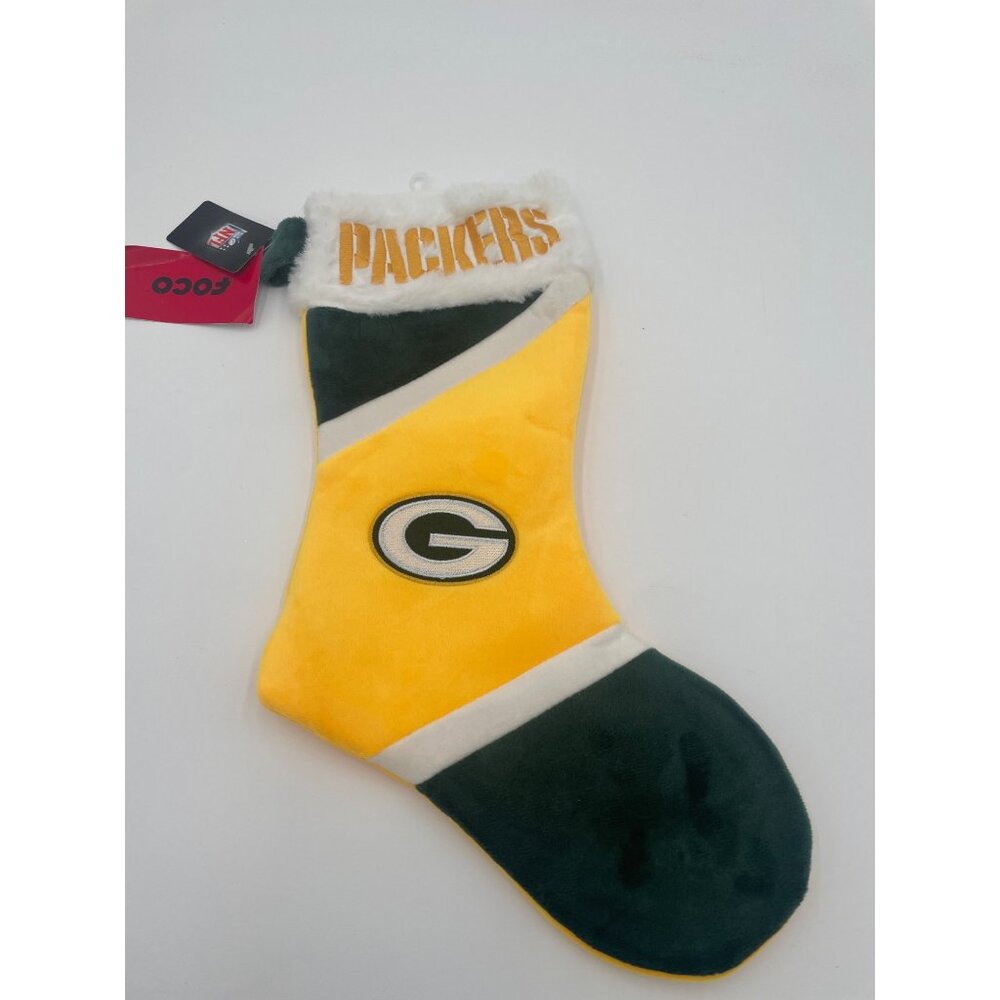 Green Bay Packers NFL Christmas Stocking 19" Plush Fleece Holiday Decor By FOCO
